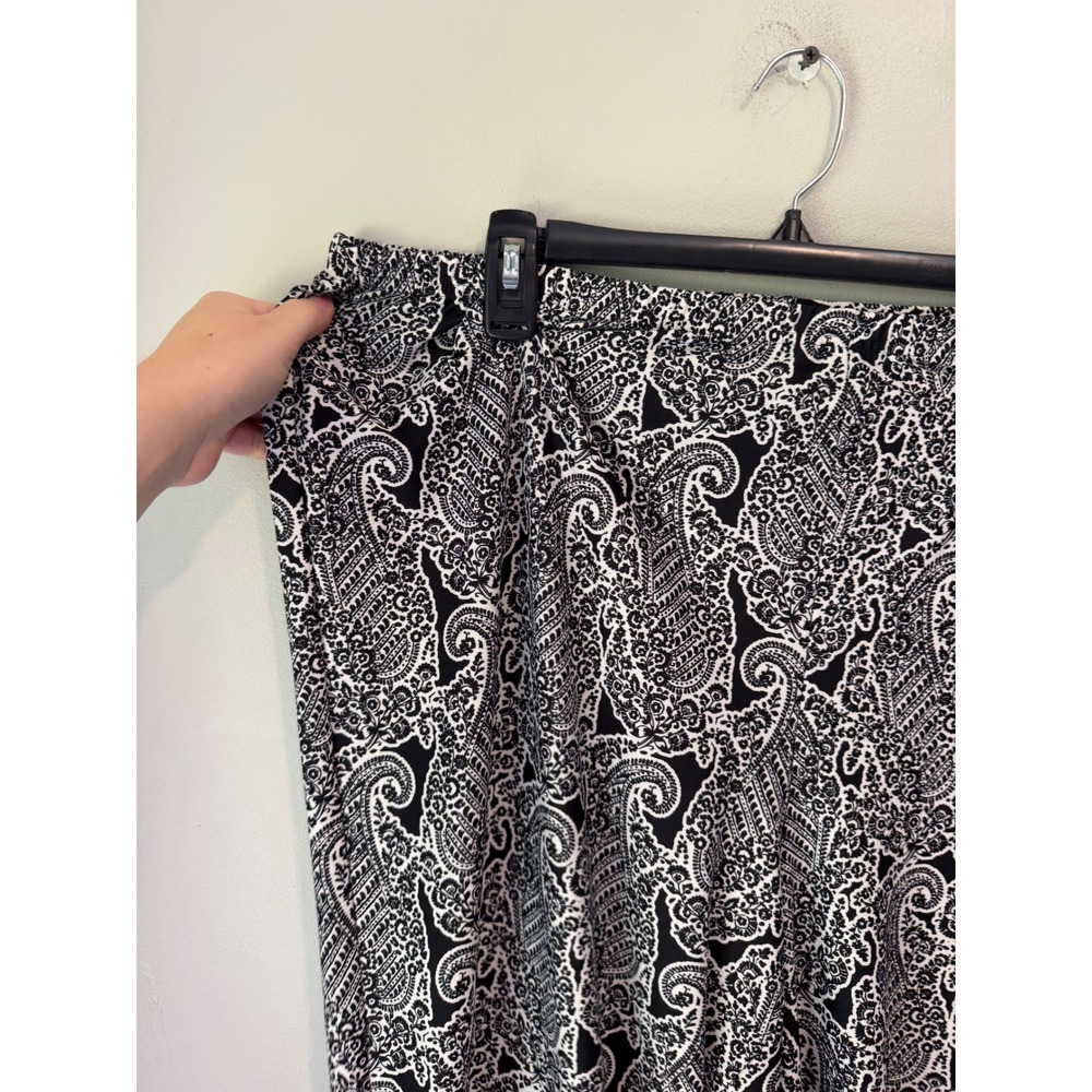 Zac & Rachel Woman Black White Paisley Wide Leg Pull On Pants 2X Plus Size - Picture 3 of 8